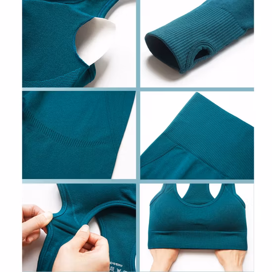 Женский комплект для йоги, бесшовные леггинсы, укороченный топ с длинными рукавами, спортивный бюстгальтер, брюки для бега, спортивная одежда, спортивный костюм для фитнеса и тренировок